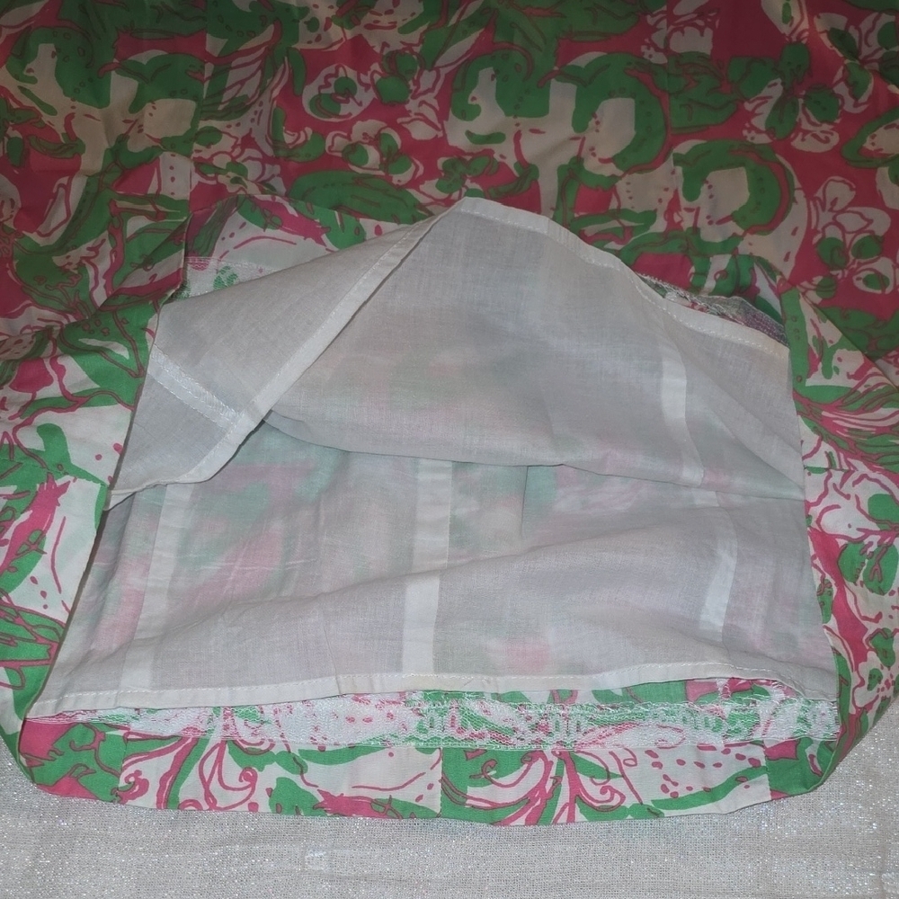 Lilly Pulitzer Cotton  White Strapless Dress with Pink & Green Floral Print 2 - Picture 13 of 16